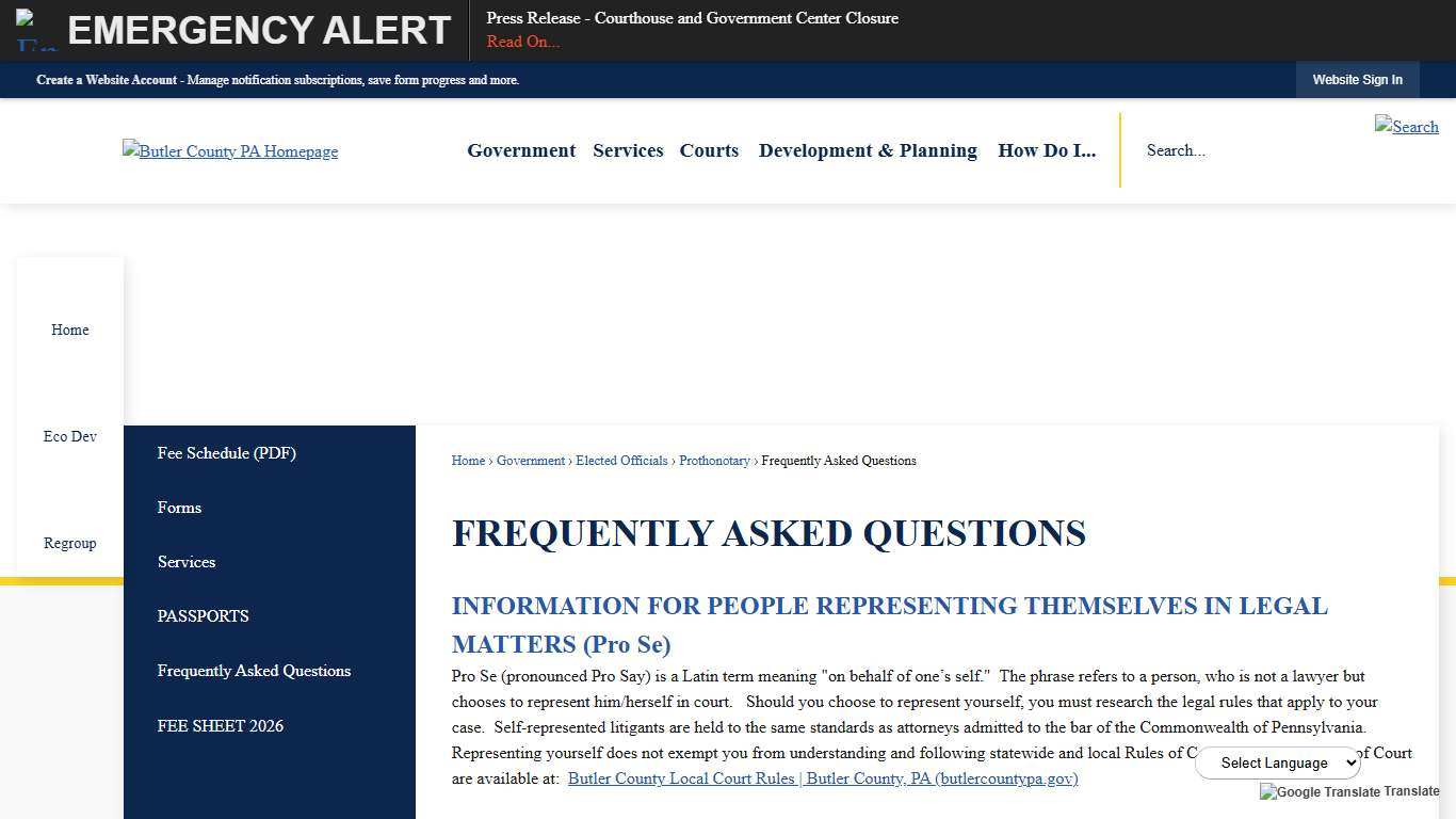 Frequently Asked Questions Butler County, PA